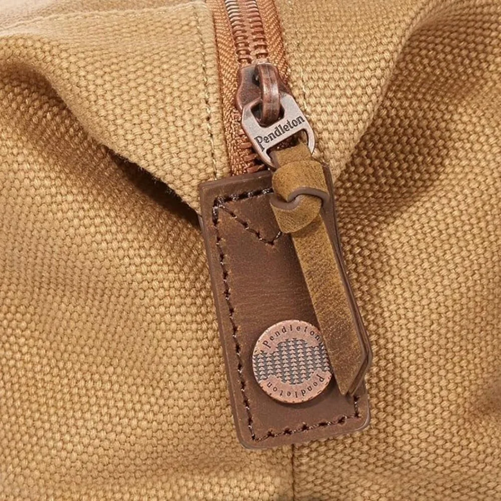 Pendleton Harding Travel Pouch — Highland Peak Tan Canvas Wool Zip Bag NWT